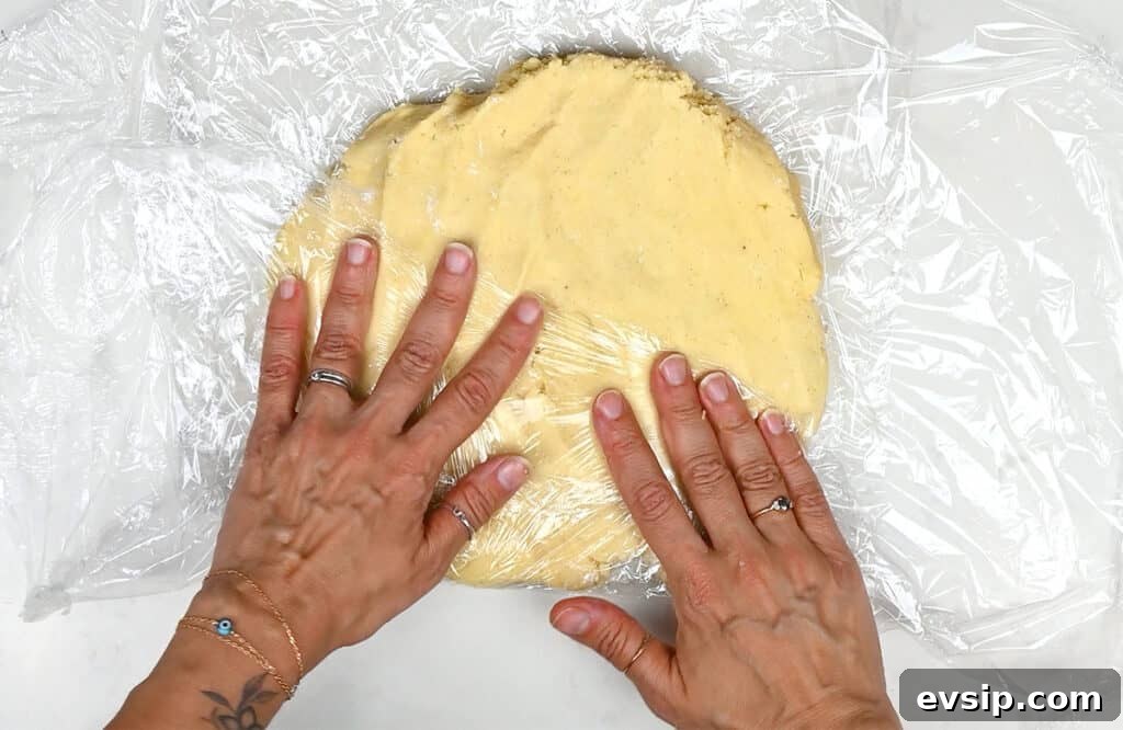 Cookie dough in plastic wrap