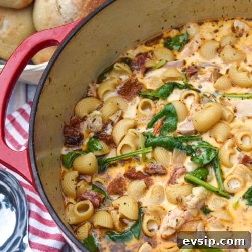 marry me chicken soup in a large red dutch oven