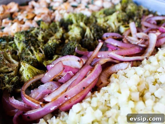 Sheet Pan Balsamic Basil Chicken Cauliflower Rice Bowl