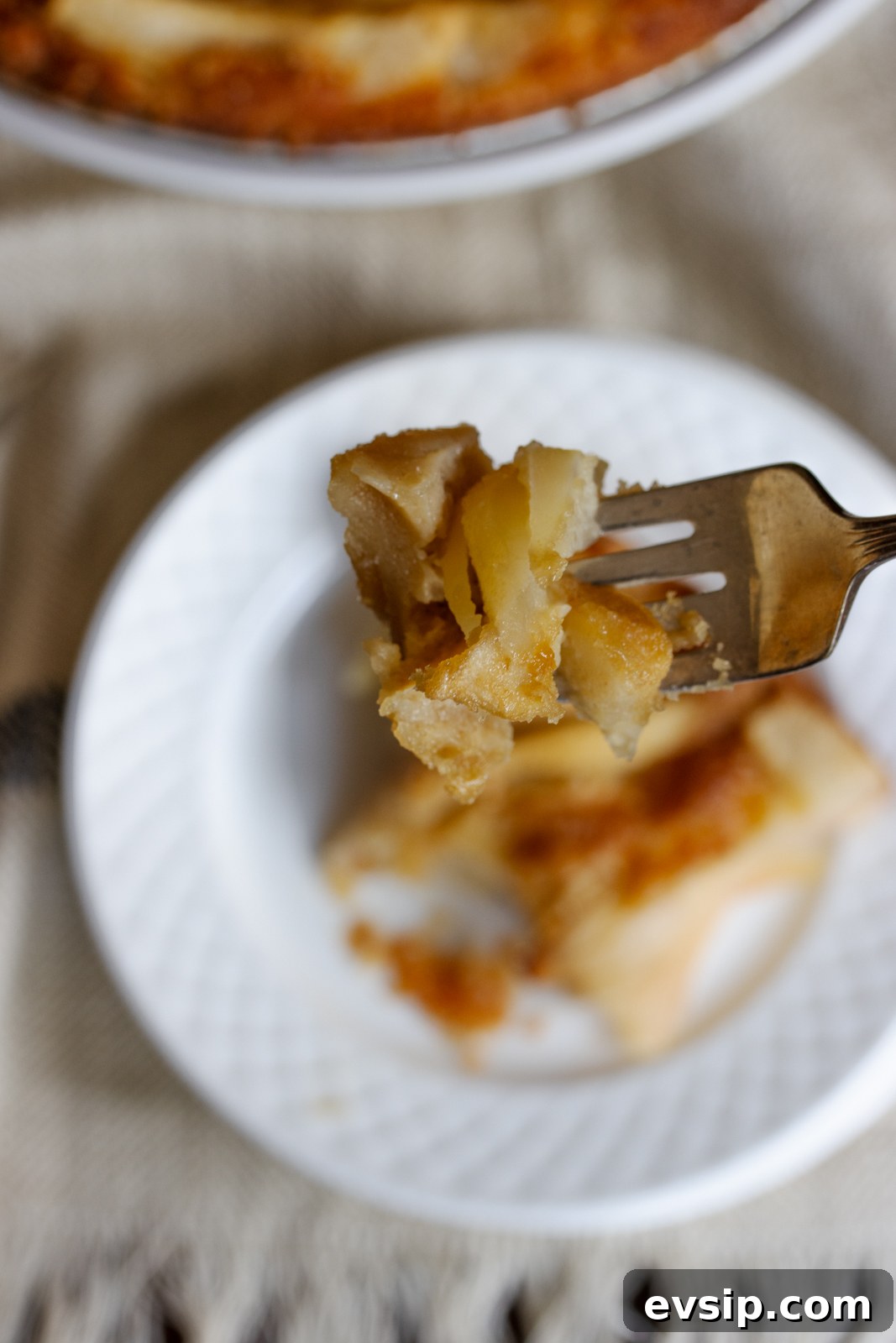pear cake on a fork close up