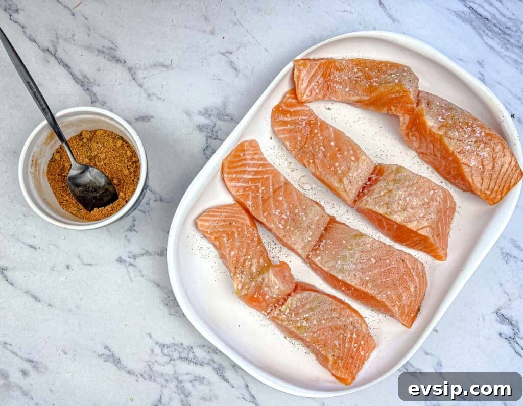 Season with salt and pepper, then sprinkle the sugar mixture overtop.