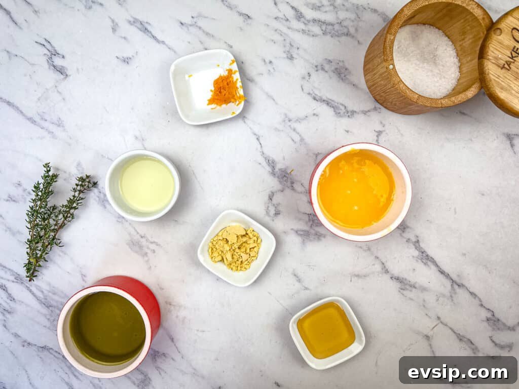 Citrus dressing ingredients.