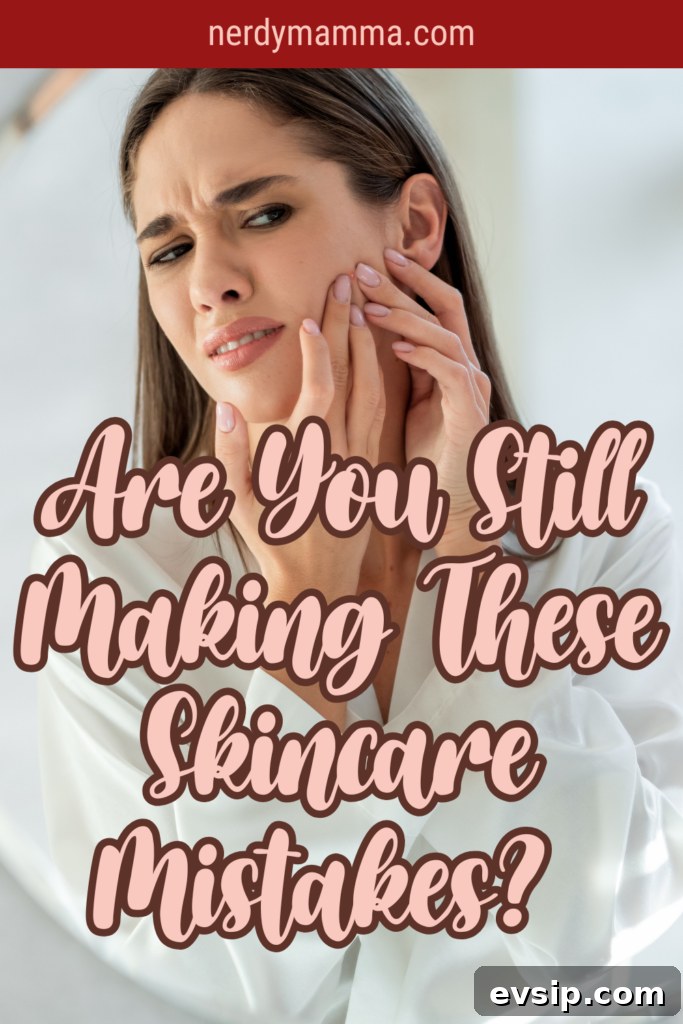 A woman gently presses her face with both hands, expressing discomfort or frustration with her skin condition.