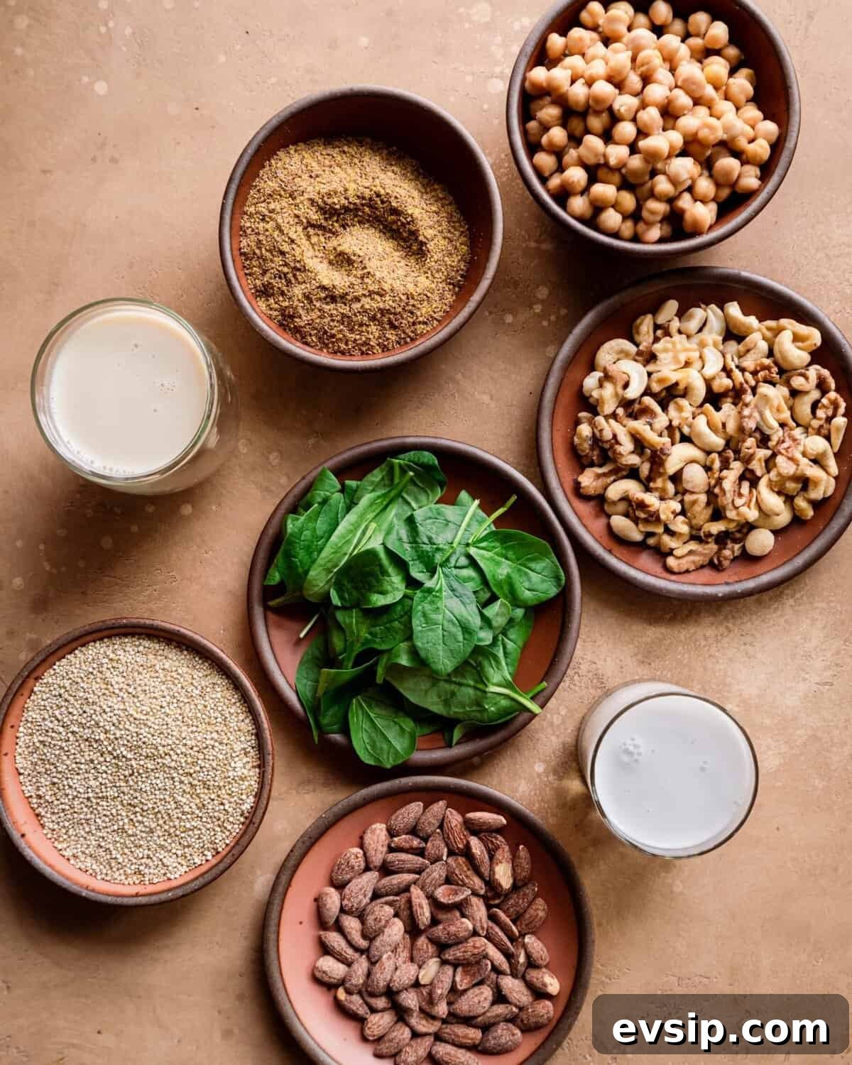Veganuary tips. healthy plant based staples and spinach. 