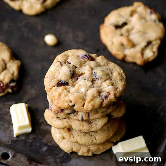 Cranberry White Chocolate Chip Cookies with Macadamia Nuts