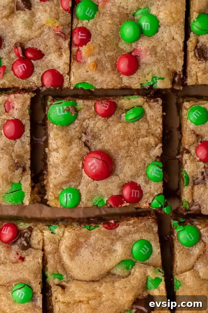 Close up of Christmas blondies