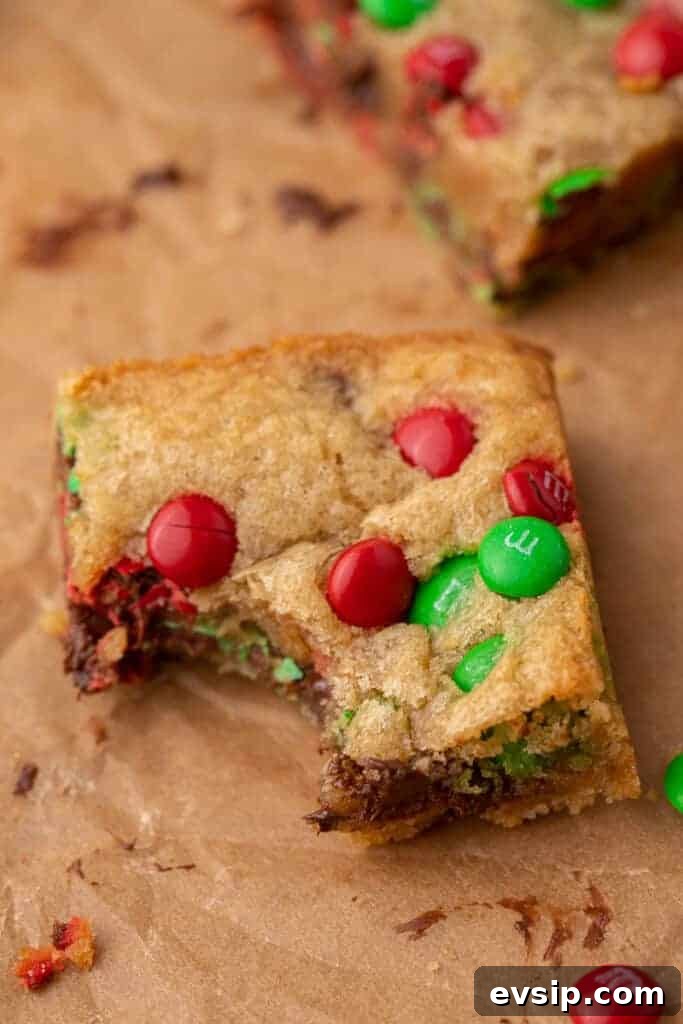 Christmas blondie with a bite taken out of it