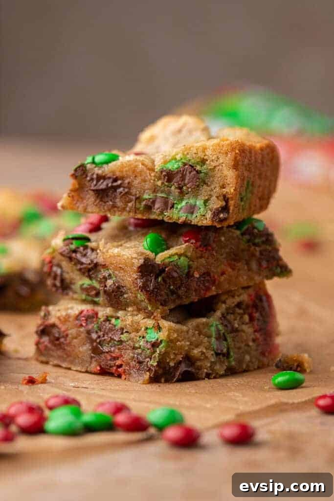 Stack of Christmas blondies