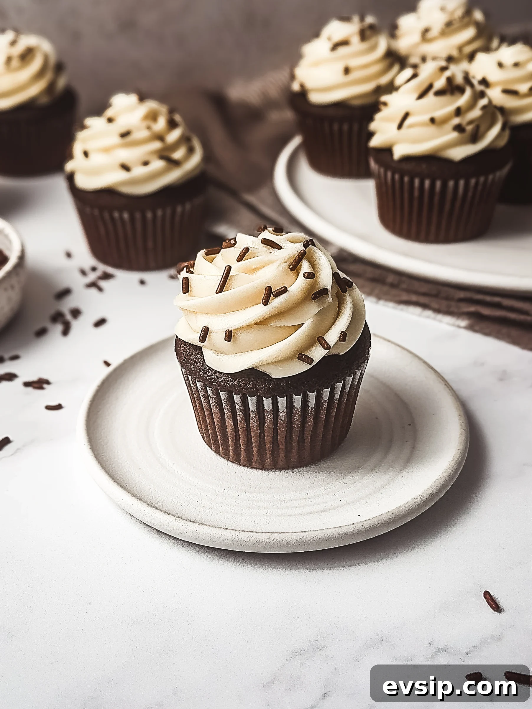 Decadent Chocolate Cupcakes with Cream Cheese Frosting 2 Chocolate cupcakes with cream cheese frosting