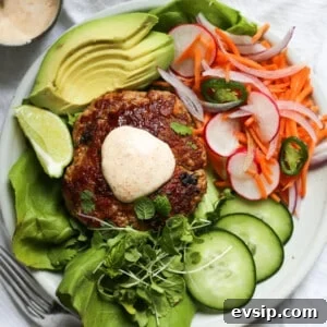 herby pork burger stack