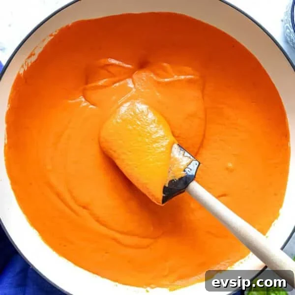 Roasted red pepper sauce.
