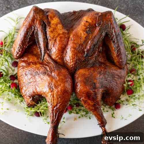 smoked spatchcock turkey featured image.