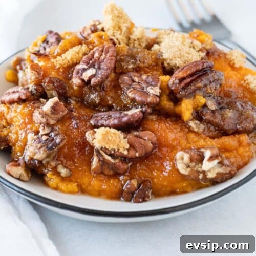 sweet potato pudding on plate featured image