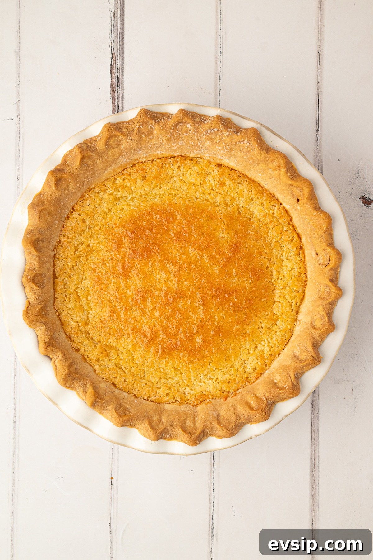 Baked buttermilk pie fresh out of the oven.