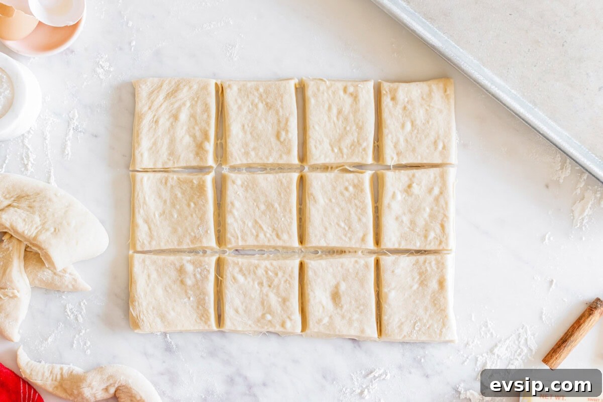 dough cut into squares