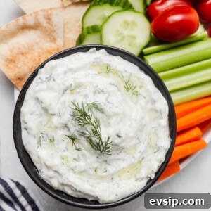 tzatziki with dill and cucumber.