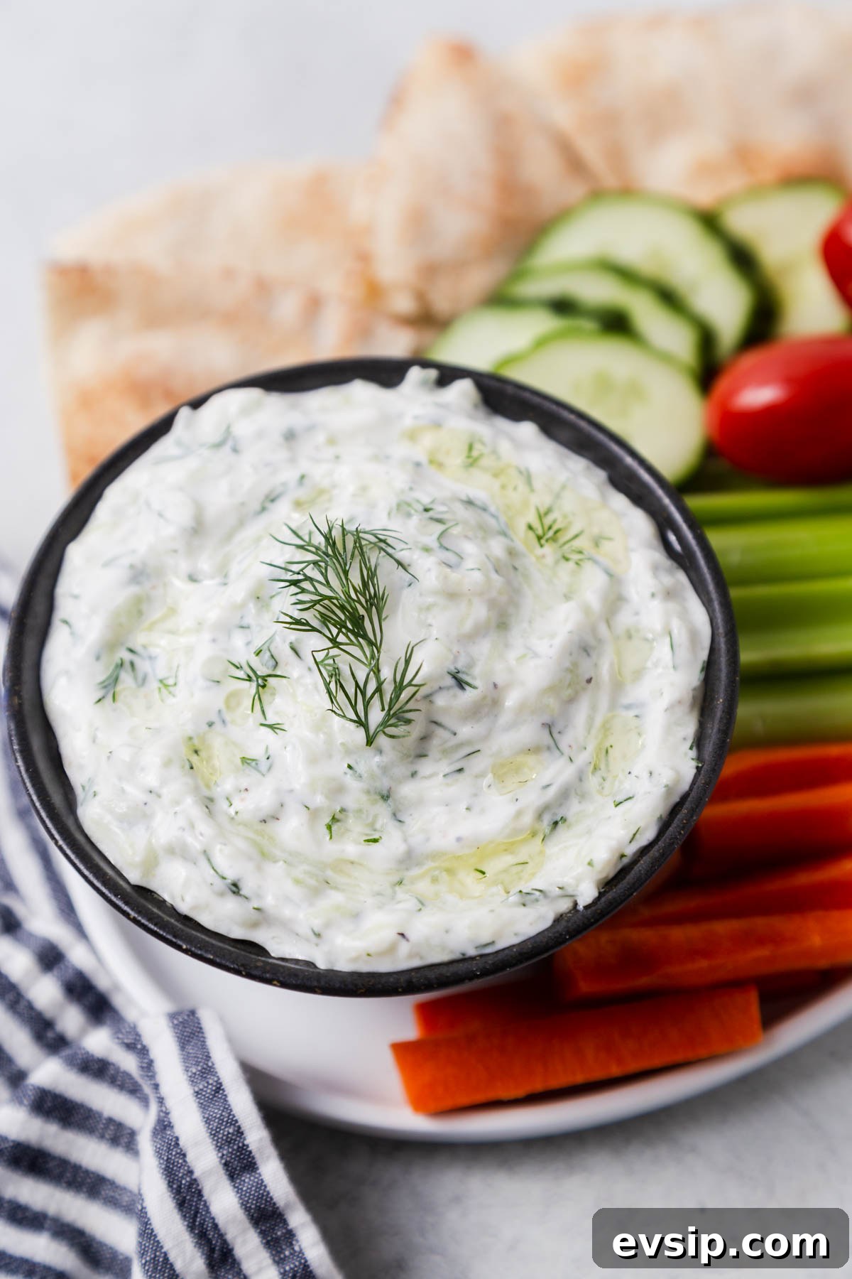 tzatziki with dill and cucumber.