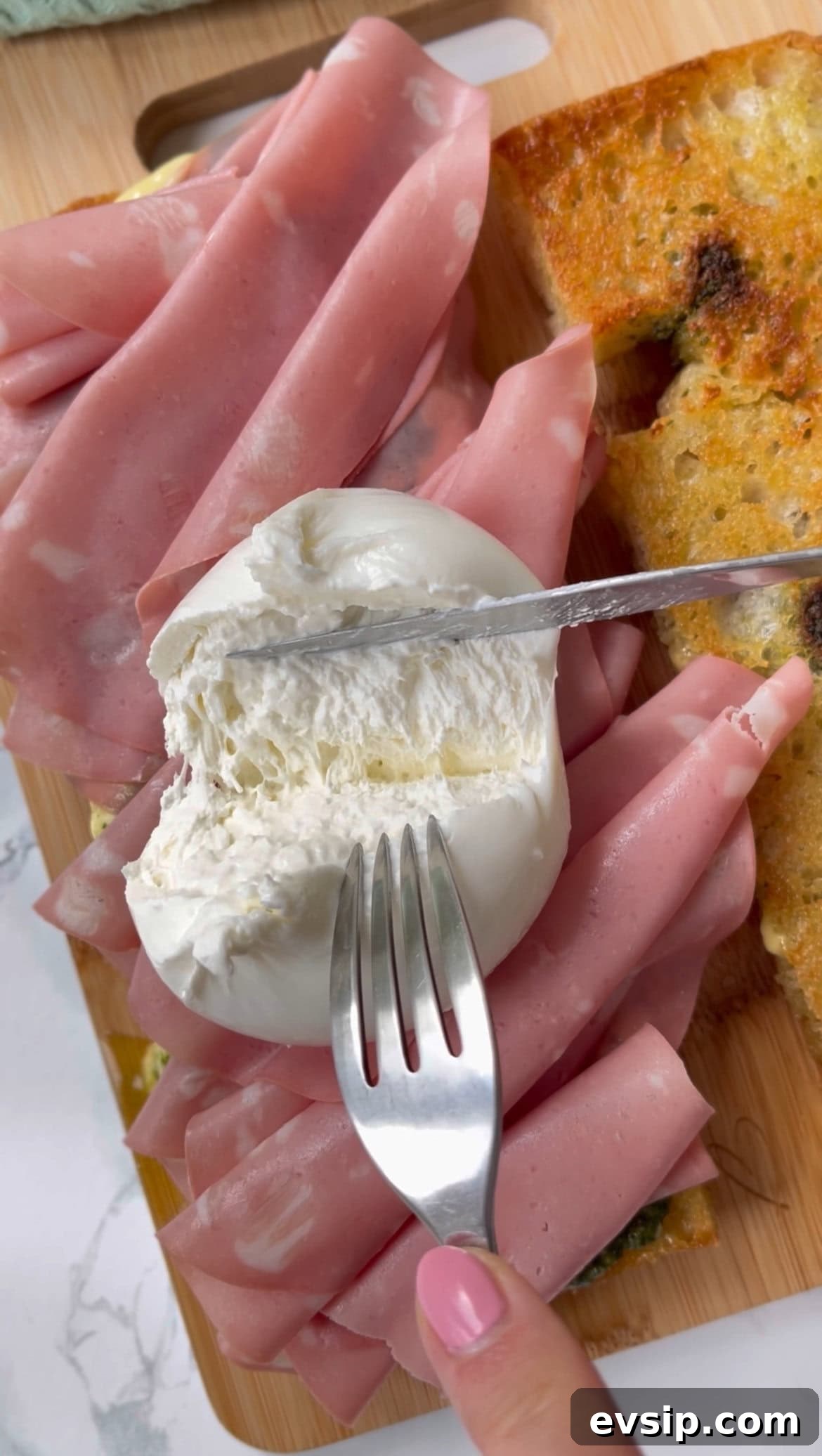 Mortadella & Burrata Sandwich Recipe – Creamy Italian Panino 8 adding burrata to mortadella burrata sandwich