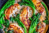 Pan-Seared Chicken with Broccolini in Creamy Mustard Sauce