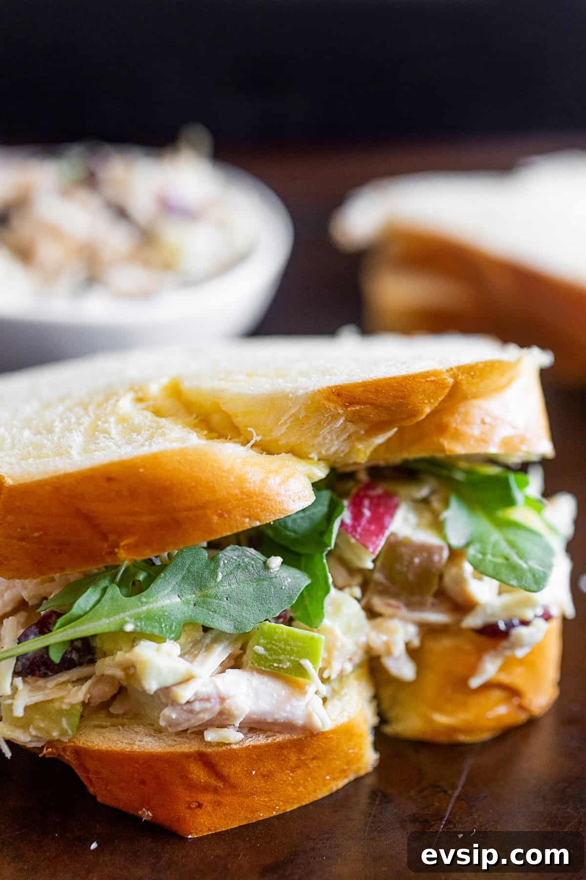Hummus Chicken Salad with Lemon and Fresh Herbs 2 Hummus Chicken Salad on white bread.