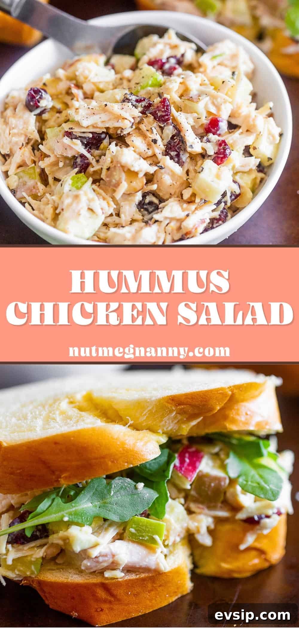 Hummus Chicken Salad with Lemon and Fresh Herbs 14 Hummus Chicken Salad pin for Pinterest.