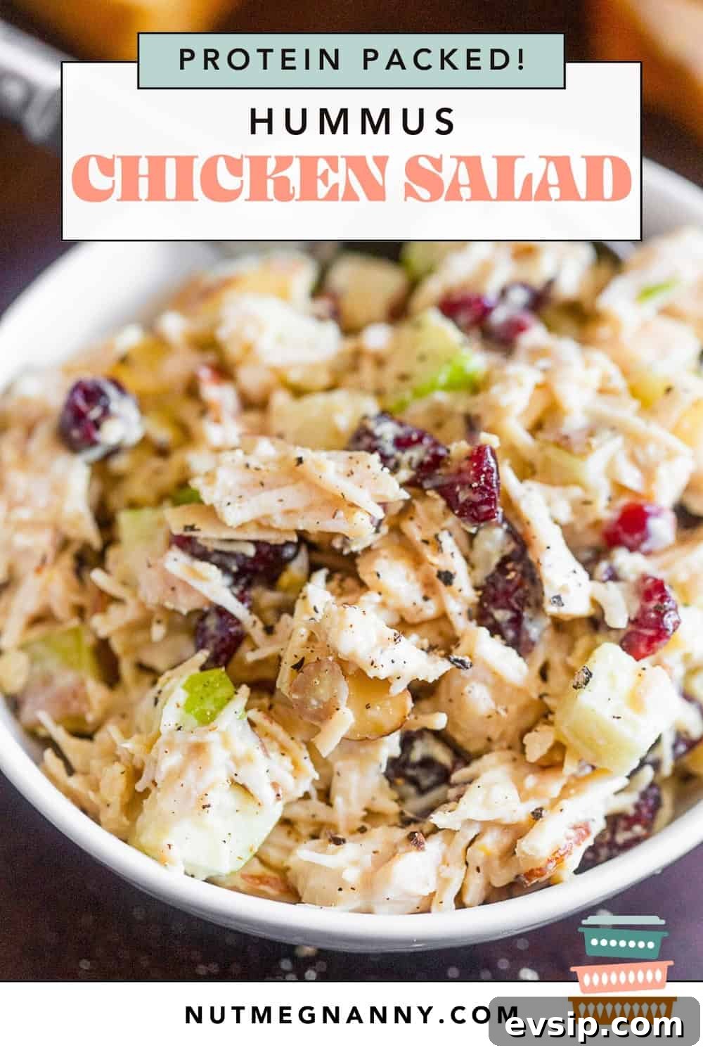 Hummus Chicken Salad with Lemon and Fresh Herbs 15 Hummus Chicken Salad pin for Pinterest.