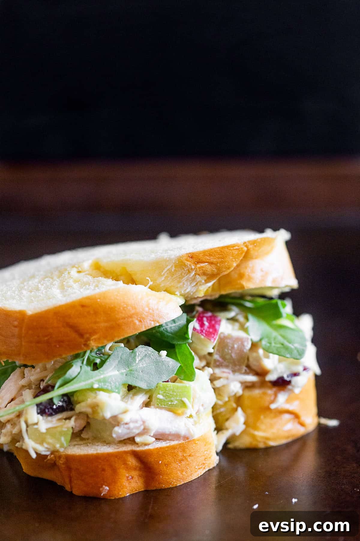 Hummus Chicken Salad with Lemon and Fresh Herbs 4 Hummus Chicken Salad on bread with arugula.