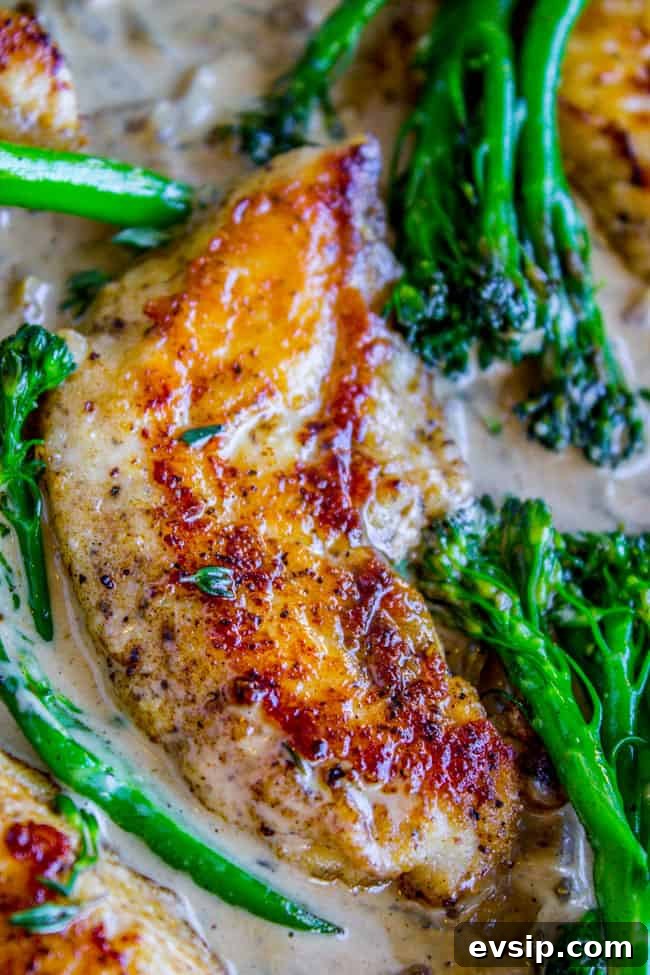 Pan-Seared Chicken with Broccolini in Creamy Mustard Sauce 4 Pan-Seared Chicken and Broccolini in Creamy Mustard Sauce from The Food Charlatan