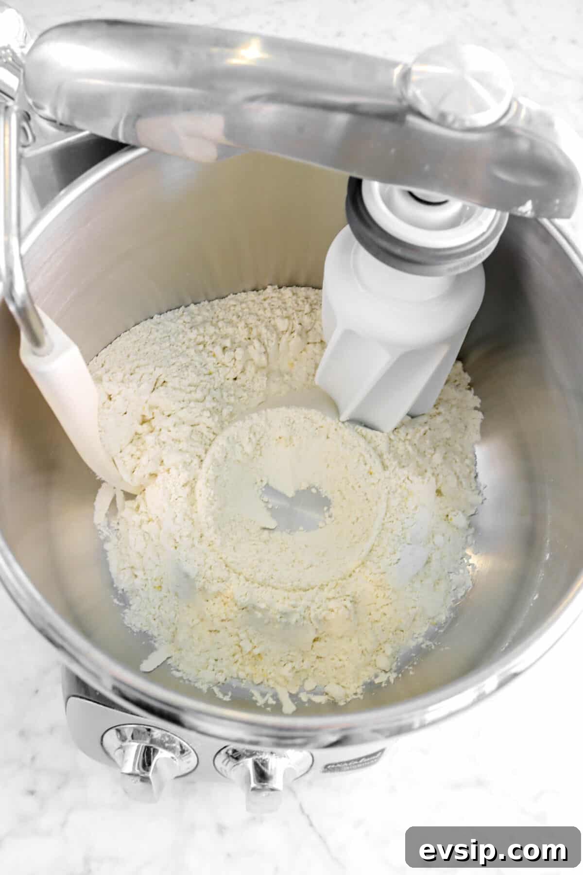 dry ingredients mixed together in a mixer