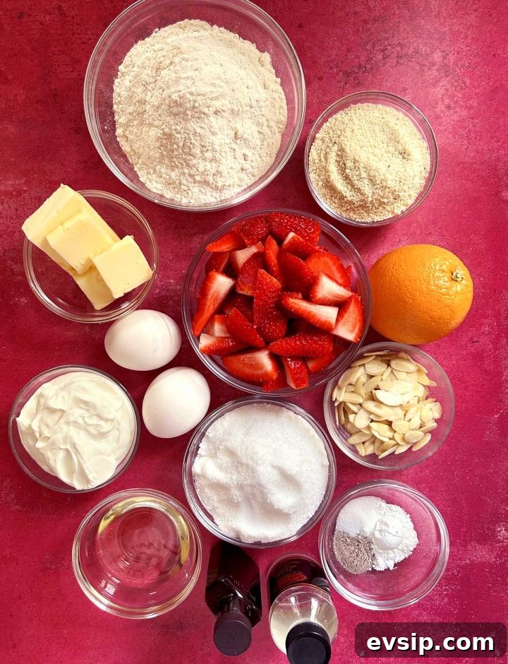 Strawberry Almond Cake Recipe with Almond Glaze 4 strawberry almond cake ingredients