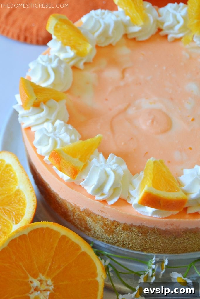 No-Bake Orange Creamsicle Cheesecake Recipe 3 orange creamsicle cheesecake with orange rounds