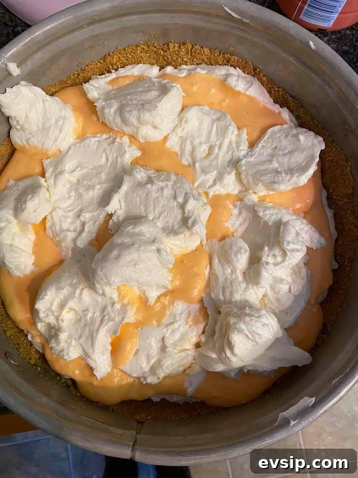 No-Bake Orange Creamsicle Cheesecake Recipe 6 process shot of the orange creamsicle cheesecake being made