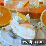 No-Bake Orange Creamsicle Cheesecake Recipe 9 slice of orange creamsicle cheesecake with oranges