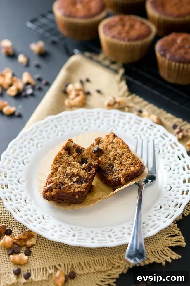 Paleo Banana Nut Chocolate Muffins