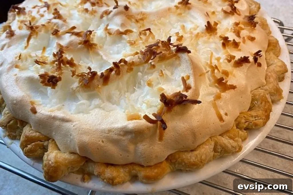 coconut cream pie with meringue