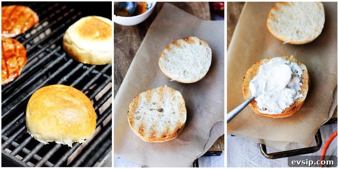 Smoky BBQ Burger with Garlic Aioli and Fried Egg Recipe 6 Assembling burgers step by step