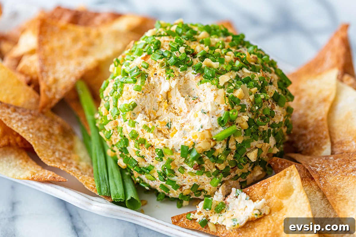 Easy Crab Cheese Ball with Wonton Chips